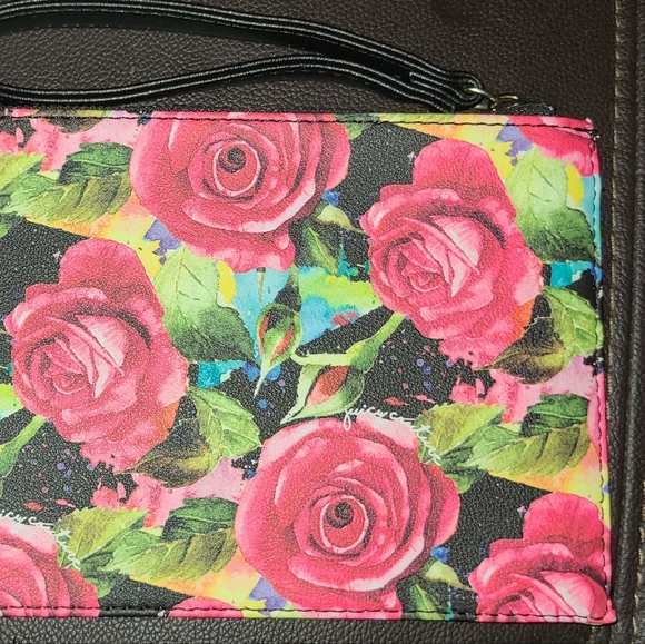 JUICY COUTURE FLORAL ROSES ROSE CLUTCH WRISTLET POUCH TRAVEL ID WALLET BAG 🌹 - Picture 9 of 16